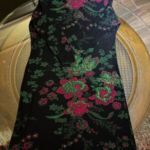 Floral Black and Green Dress